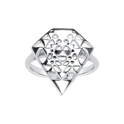 Sterling Silver Diamond Abstract Ring