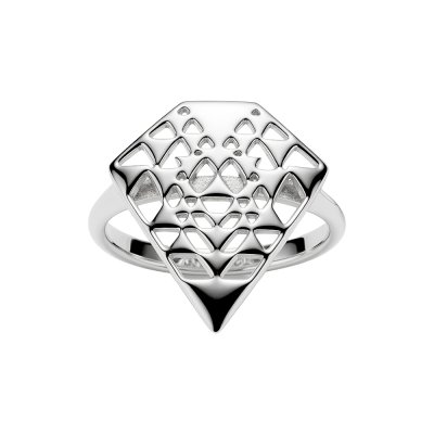 Sterling Silver Diamond Abstract Ring
