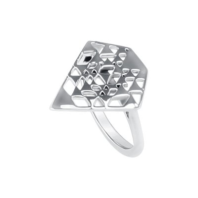 Sterling Silver Diamond Abstract Ring