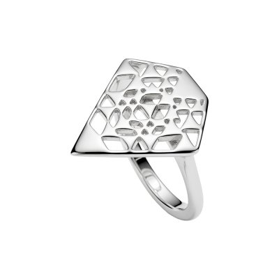 Sterling Silver Diamond Abstract Ring