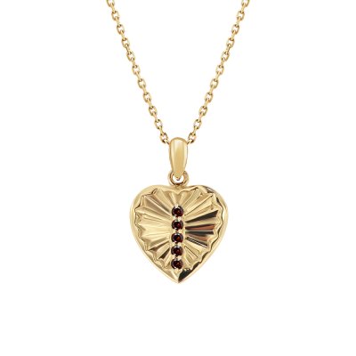 Sterling Silver Garnet Yellow Gold Plated Pendant With Chain 18 Inches