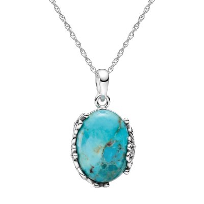 Sterling Silver Turquoise Pendant with Chain 18 Inches