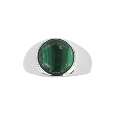 Sterling Silver Malachite Men's Ring
