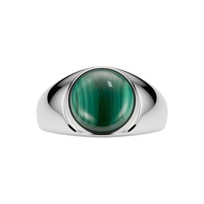 Sterling Silver Malachite Men's Ring