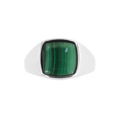 Sterling Silver Malachite Men's Ring