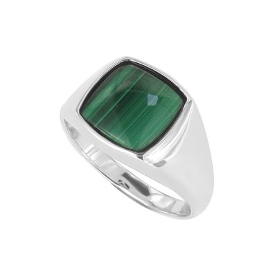 Sterling Silver Malachite Men's Ring