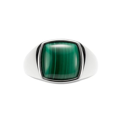 Sterling Silver Malachite Men's Ring