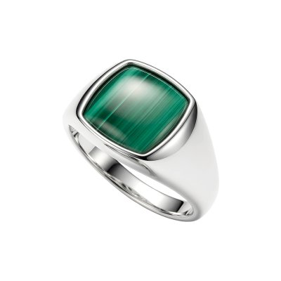 Sterling Silver Malachite Men's Ring