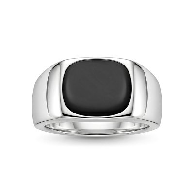 Sterling Silver Black Onyx Signet Men's Ring