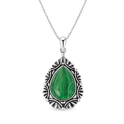 Sterling Silver Malachite Ring Over 18K Yellow Gold Plated