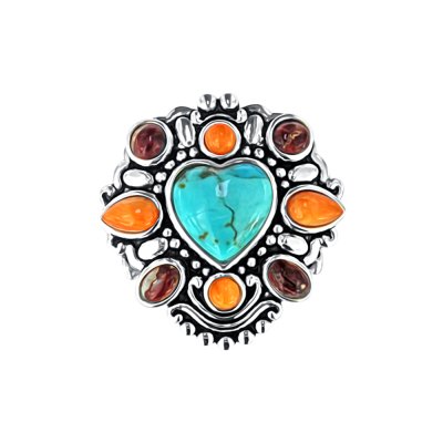 Sterling SilverTurquoise & Multi-Color Spiny Oyster Ring
