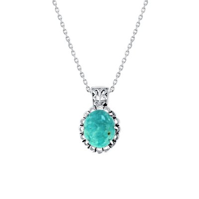 Sterling Silver Turquoiser Pendant With Chain 18 Inches