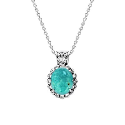 Sterling Silver Turquoiser Pendant With Chain 18 Inches