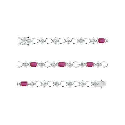 Sterling Silver Ruby Bracelet 7.25 Inches