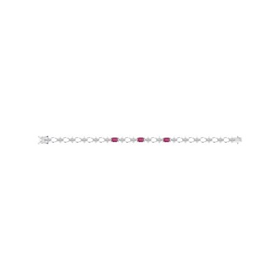 Sterling Silver Ruby Bracelet 7.25 Inches