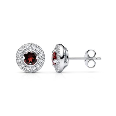 Sterling Silver Garnet & White Topaz Earrings