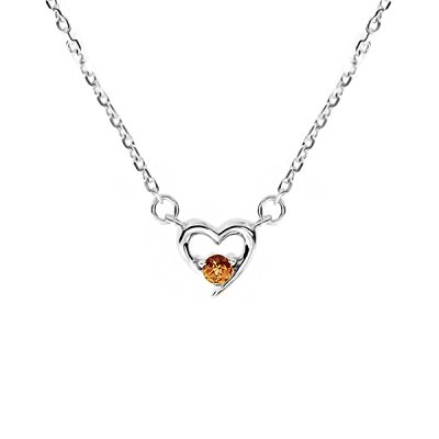 Sterling Silver Heart Necklace 18+2 Inches