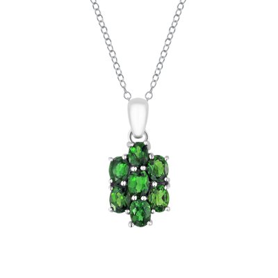 Sterling Silver Chrome Diopside With Chain 18 Inches