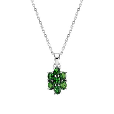 Sterling Silver Chrome Diopside With Chain 18 Inches