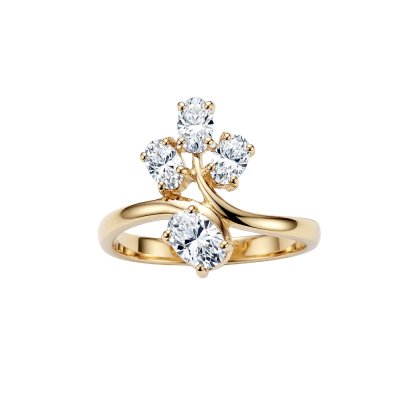 Sterling Silver White Cubic Zirconia Ring Over 18K Yellow Gold Plated