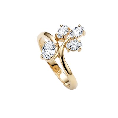 Sterling Silver White Cubic Zirconia Ring Over 18K Yellow Gold Plated