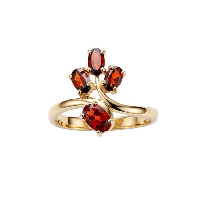 Sterling Silver Garnet Ring Over 18K Yellow Gold Plated