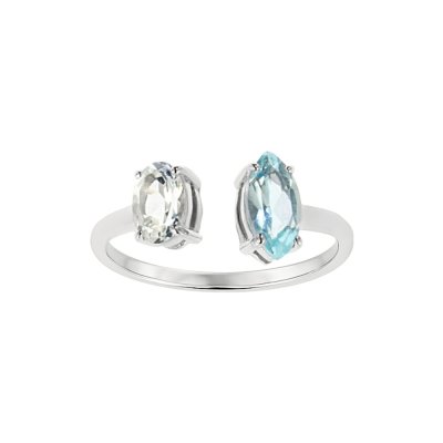Sterling Silver Sky Blue Topaz & White Topaz Ring
