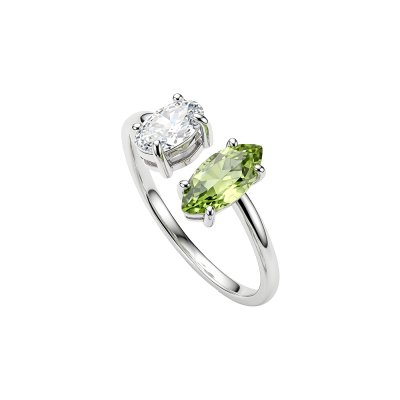 Sterling Silver Peridot & White Topaz Ring
