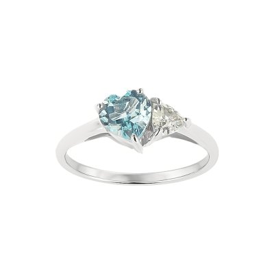 Sterling Silver Sky Blue Topaz & White Topaz Ring