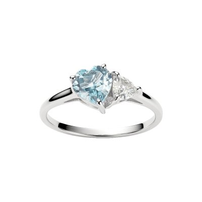 Sterling Silver Sky Blue Topaz & White Topaz Ring