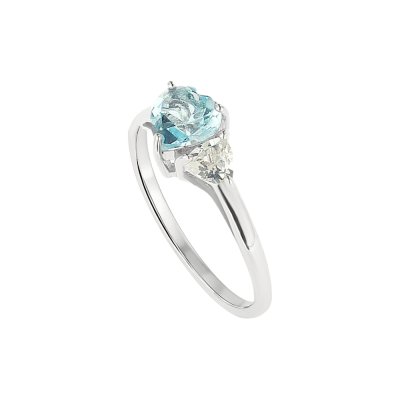 Sterling Silver Sky Blue Topaz & White Topaz Ring