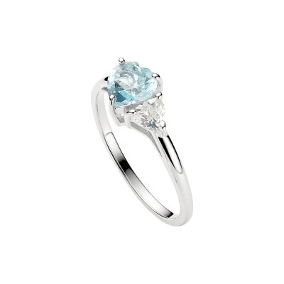 Sterling Silver Sky Blue Topaz & White Topaz Ring