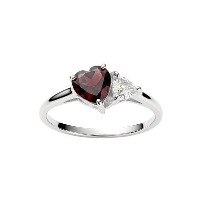 Sterling Silver Garnet & White Topaz Ring
