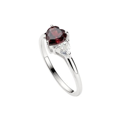 Sterling Silver Garnet & White Topaz Ring