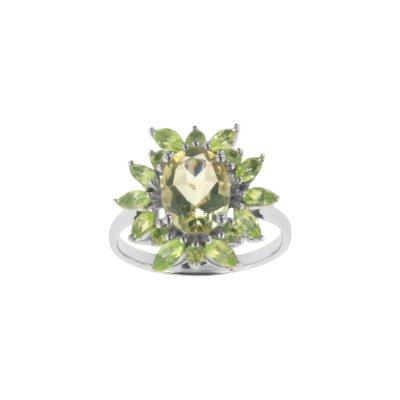 Sterling Silver Lemon Quartz & Peridot Ring