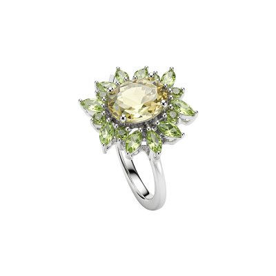 Sterling Silver Lemon Quartz & Peridot Ring