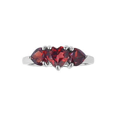 Sterling Silver Garnet Heart Ring