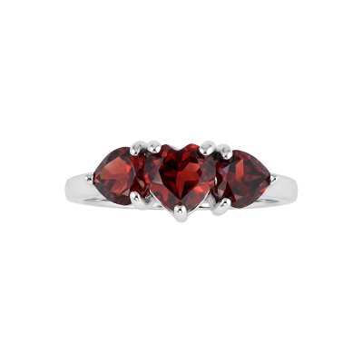 Sterling Silver Garnet Heart Ring