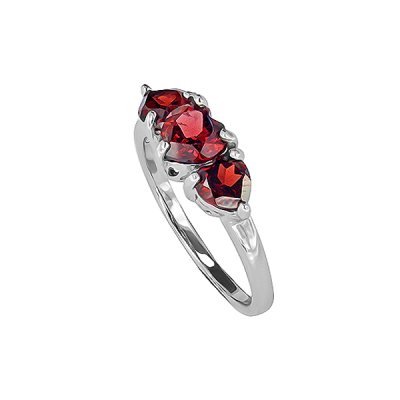 Sterling Silver Garnet Heart Ring