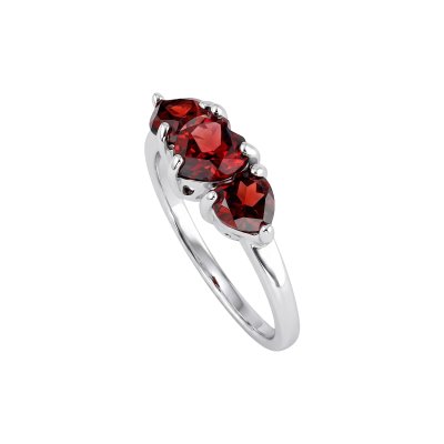 Sterling Silver Garnet Heart Ring