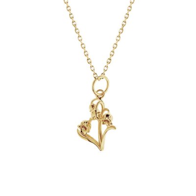 Sterling Silver Lily Of The Valley Pendant Over 18K Yellow Gold Plated With Chain 18 Inches