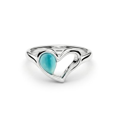 Sterling Silver Heart Larimar Ring