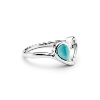 Sterling Silver Heart Larimar Ring