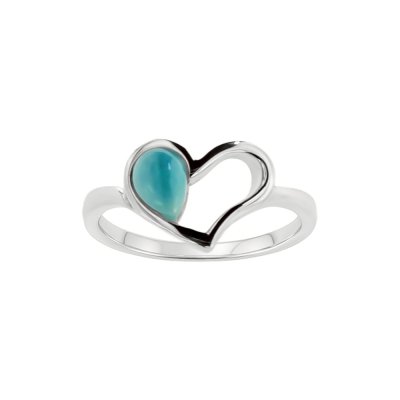 Sterling Silver Heart Larimar Ring