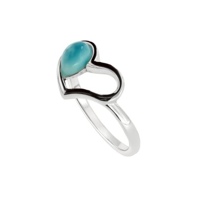 Sterling Silver Heart Larimar Ring