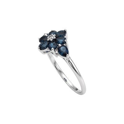 London Blue Topaz & White Zircon Sterling Silver Ring