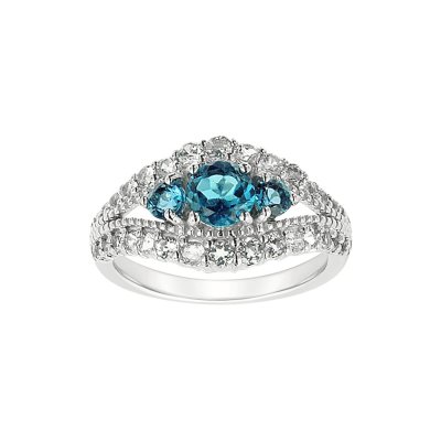 Sterling Silver London Blue Topaz & White Topaz Ring