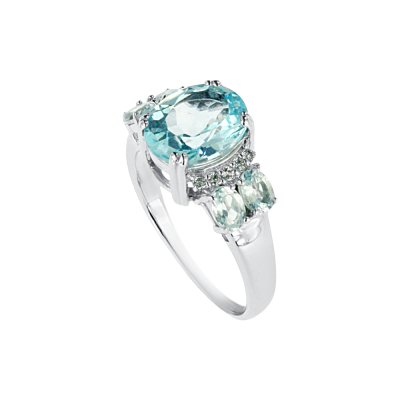 Sterling Silver Sky Blue Topaz & White Topaz Ring