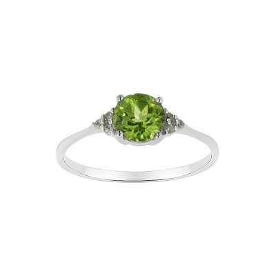Sterling Silver Peridot & White Topaz Ring