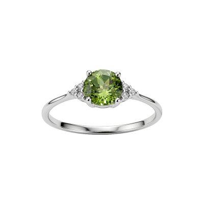 Sterling Silver Peridot & White Topaz Ring